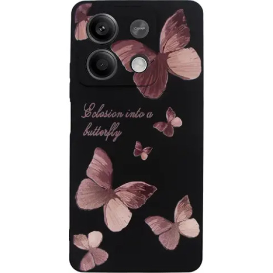 Vivid Silicone Case Redmi Note 13 5G Butterfly Black/Pink - (CS-BTF-2403003)