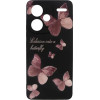 Vivid Silicone Case Redmi Note 13 Pro+ 5G Butterfly Black/Pink - (CS-BTF-2403004)