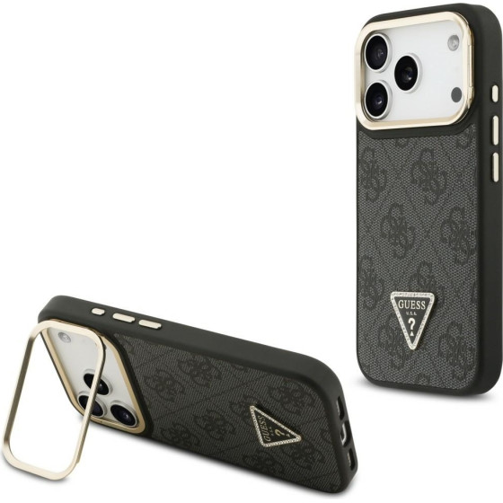 Guess Case 4G Pu Triangle Logo & Stand Camera Magsafe For Iphone 17 Pro Black - (GUHMP17LPCS4GPTK)