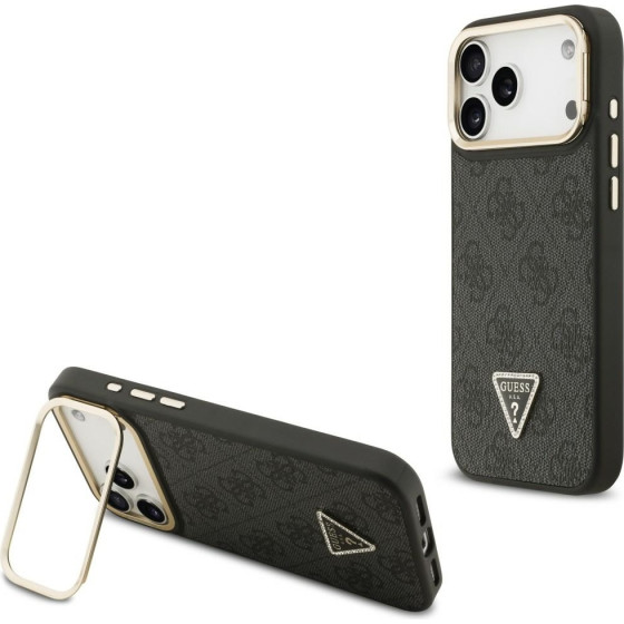 Guess Case 4G Pu Triangle Logo & Stand Camera Magsafe For Iphone 17 Pro Max Black - (GUHMP17XPCS4GPTK)