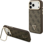 Guess Case 4G Pu Triangle Logo & Stand Camera Magsafe For Iphone 17 Pro Max Brown - (GUHMP17XPCS4GPTW)