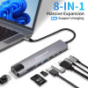 Powertech Docking Station 8 �����, USB-C �������, 100W PD, 1000Mbps, ���� - (PT-1537)
