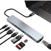 Powertech Docking Station 8 �����, USB-C �������, 87W PD, 100Mbps, ���� - (PT-1536)