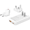 Powertech ��������� ������ EU/UK/Cn �����, USB/USB-C, 65W, GaN, ������ - (PT-1532)