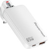 Powertech ��������� ������ EU/UK/Cn �����, USB/USB-C, 65W, GaN, ������ - (PT-1532)