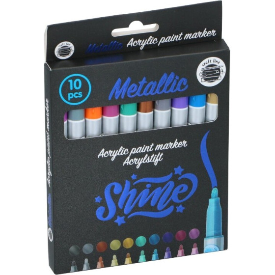 Craft - Set Of Metallic Markers / Acrylic Pens 10 Pcs - (871125230624)
