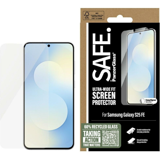 PanzerGlass Safe By Ultra-Wide Fit Tempered Glass For Samsung Galaxy S25 Fe - Transparent - (PAN001394-0)