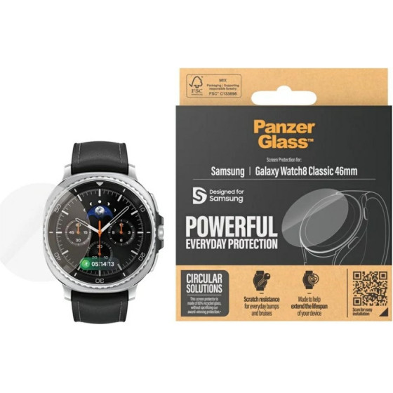 PanzerGlass Tempered Glass Screen Protector For Samsung Galaxy Watch 8 Classic 46mm - Transparent - (PAN001379-0)