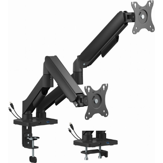 Gembird Adjustable Desk 2-Display Mounting Arm With Usb PORTS, 17''-32'' Black - (MA-DA2U-01)