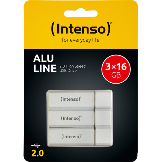 Usb Stick Intenso 3 x 16 Gb Alu Line Triple Pack Silver - - (3521473)