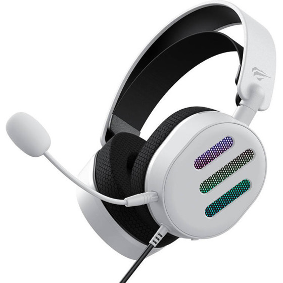 Havit - Wired Gaming Headphones (H2038U) - USB, Rgb Lights, Microphone, Surround Sound - White - (H2038U (White))