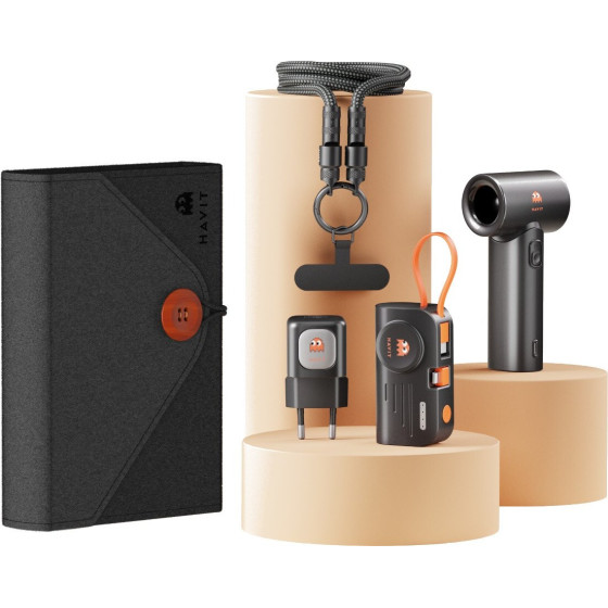 Havit Travel Set - Set (Travel Charger + Power Bank + USB-C Cable + Hand fan) - (STK011 EU)