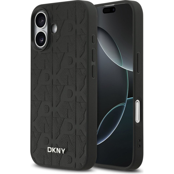DKNY Pu Leather Grid Pattern Magsafe Case For Iphone 17 Black - (DKHMP17SPSGPHMK)
