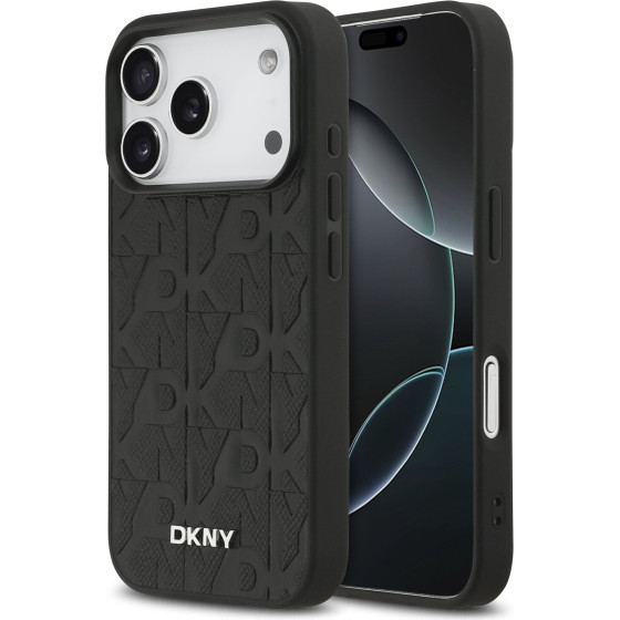 DKNY Pu Leather Grid Pattern Magsafe Case For Iphone 17 Pro Black - (DKHMP17LPSGPHMK)