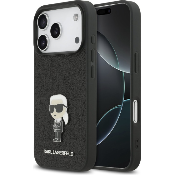 Karl Lagerfeld Fixed Glitter Metal Ikonik Case For Iphone 17 Pro Black - (KLHCP17LGKNPSK)