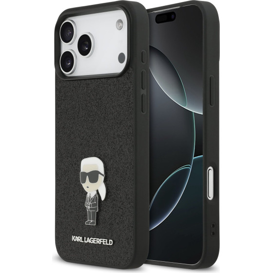 Karl Lagerfeld Fixed Glitter Metal Ikonik Case For Iphone 17 Pro Max Black - (KLHCP17XGKNPSK)