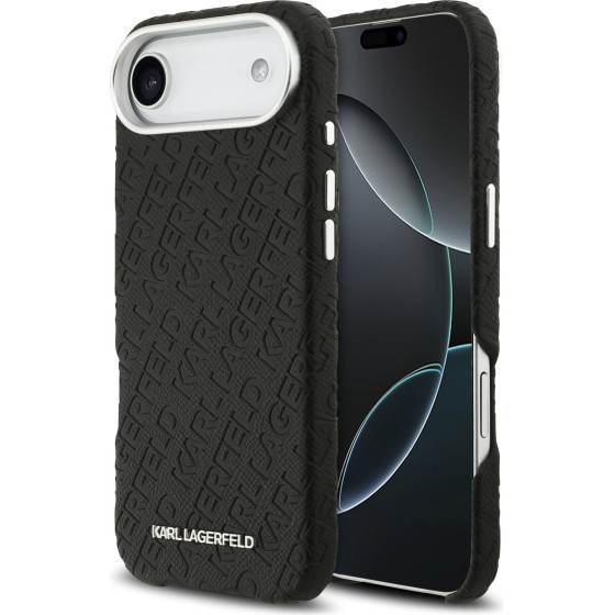 Karl Lagerfeld Grained Pu Repeated Logo Magsafe Case For Iphone Air Black - (KLHMP17MPGKLFOFK)