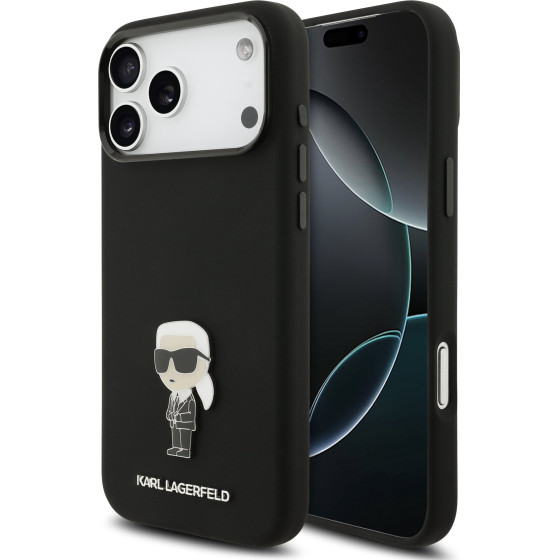 Karl Lagerfeld Liquid Silicone Metal Ikonik Case For Iphone 17 Pro Max Black - (KLHCP17XSMHKNPK)