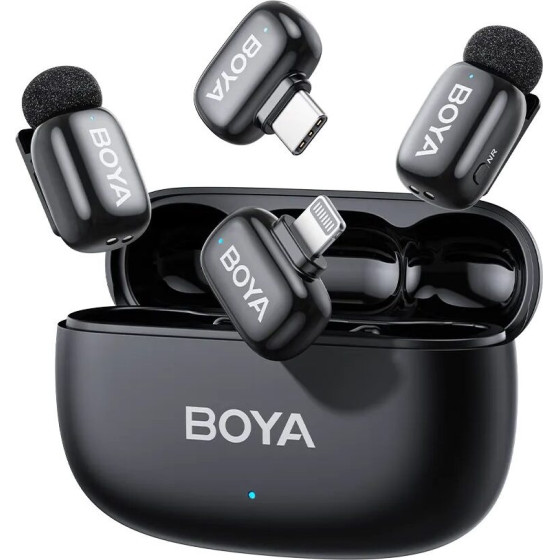 BOYA Mini 2 Lightning & Type-C - 2,4GHz 2mIc Wireless AI-Anc Mic w. Charging Box Mono/stereo/safety- - (BOYA Mini 2-01)