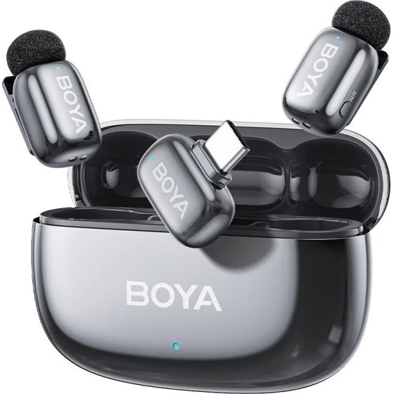 BOYA Mini 2 Type-C Space Gray, 2,4GHz 2mIc Wireless AI-Anc Mic w. Charging Box Mono/stereo/safety-Tr - (BOYA Mini 2-02- Gray)