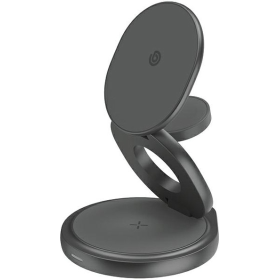 ENERGEA Bazic Gomag Gyre Foldable 3-in-1WIreless Charger With Rotating Base15WFast Charging Gunmetal - (GM-GYRE360-GUN)