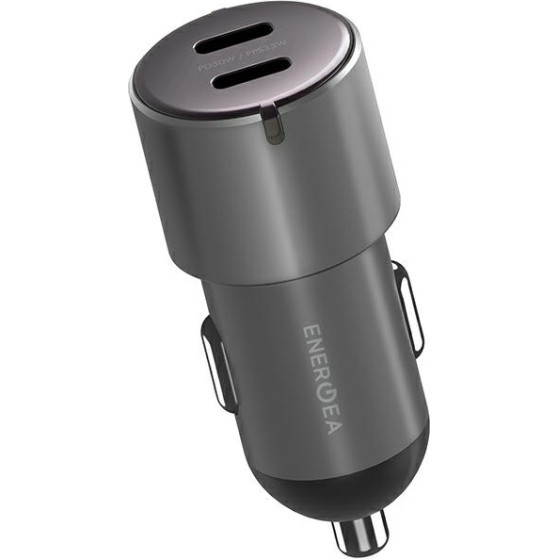 ENERGEA Car Charger 2xUSB-C PD-Pps 66W Gunmetal Alu Drive D60 - (CAR-AD-D60)