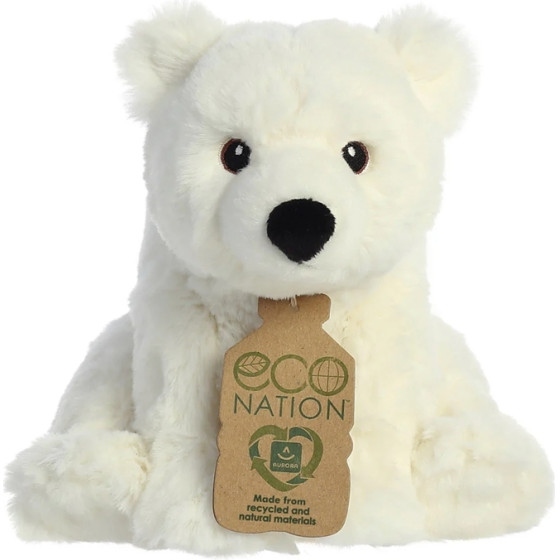 Eco Nation - Plush Toy / Cuddly Sitting Polar Bear 19 Cm Eco-Friendly - (35030)