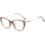 Techsuit - Anti-Blue Light Glasses Reflex Pc (86162) - For Women, Round, TR90&Metal Frame, Ac Lens - Silver/Brown