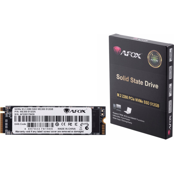 Afox Ssd M.2 PCI-EX4 512GB Tlc 1,7 GB/S Nvme - (ME300-512GN)