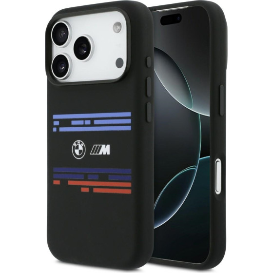 BMW M Silicon Horizontal Line Magsafe Case For Iphone 17 Pro Black - (BMHMP17L25SHOTSK)