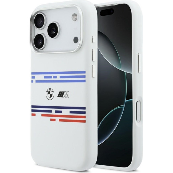 BMW M Silicon Horizontal Line Magsafe Case For Iphone 17 Pro White - (BMHMP17L25SHOTSH)