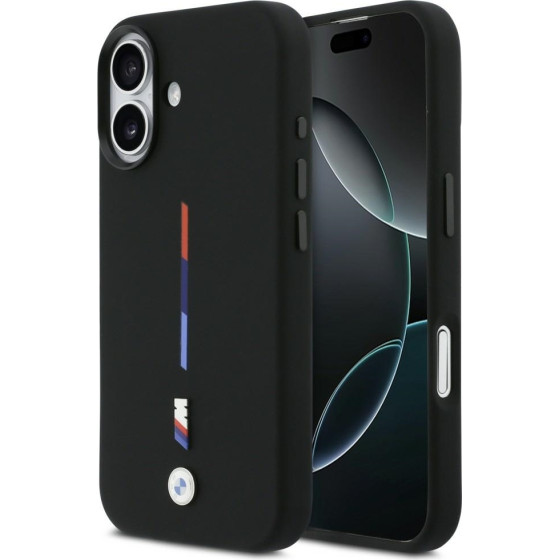 BMW M Silicon Tricolor Line Magsafe Case For Iphone 17 Black - (BMHMP17S25SITMIK)