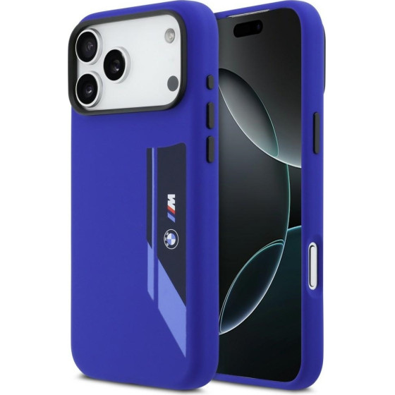 BMW M Silicon Vertical Logo Magsafe Case For Iphone 17 Pro Max Navy Blue - (BMHMP17X25SDBSV)