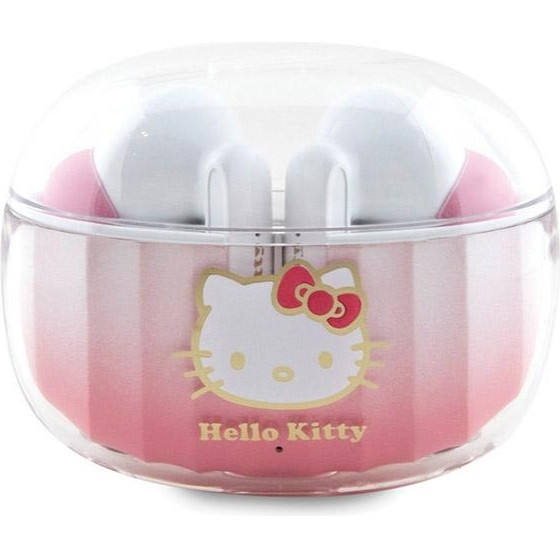 Hello Kitty Bluetooth Earphones Tws + Docking Station Pink Gradient Electroplating Logo - (HKTWSHDGKEP)