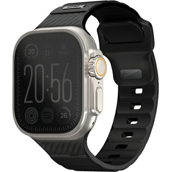 UNIQ Strap Stride Apple Watch Series 1/2/3/4/5/6/7/8/9/SE1/2/3/Ultra1/2/3 42/44/45/49mm Fkm Rubber - (UNIQ-49MM-STRIMBLK)