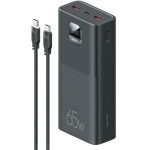 Usams Power Bank PB68 30000mAh 65W QC3.0+Pd Fast Charge + USB-C/USB-C 100W Cable Black Atxlogtc - (ATXLOGTCTG01)