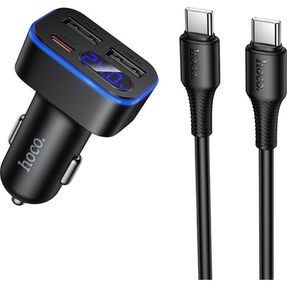 Hoco Car Charger With Lcd 2xUsb A + 1xUsb C Pd QC3.0 42W Z63A black