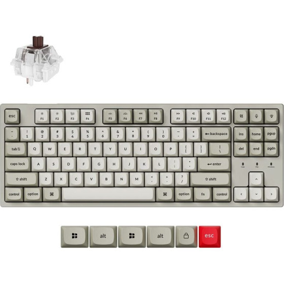 Keychron C1 Pro QMK/Via Mechanical Brown Sw. - 8K Polling Rate Hot Swap. 80% Us Retro Rgb - (C1PX-M3)