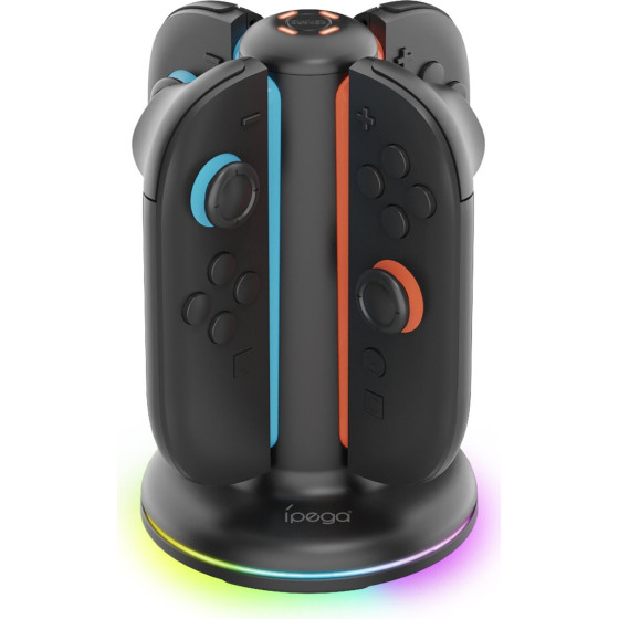 iPega SW2052 Charger Dock With Rgb For Joycon Controllers Nintendo Switch 2 Black - (PG-SW2052)