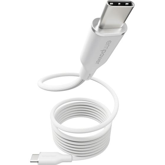 Empower By PanzerGlass(R) Magnetic 240W USB-C To USB-C Cable | Usb 2.0 | 1.5M | Silver White - (PG-EM84572)