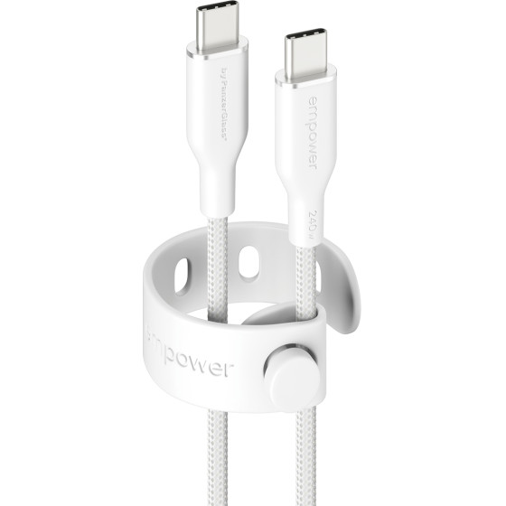 Empower By PanzerGlass(R) Racing 240W USB-C To USB-C Cable | Usb 2.0 | 1.2M | Silver White - (PG-EM77569)