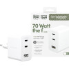 Empower By PanzerGlass(R) Turbo 70W Multiple Charger incl. 2 x USB-C + USB-A | Eu Plug | Silver White - (PG-EM31479)