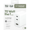 Empower By PanzerGlass(R) Turbo 70W Multiple Charger incl. 2 x USB-C + USB-A | Eu Plug | Silver White - (PG-EM31479)