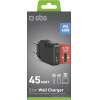 SBS Travel Charger 2 Ports Pd 45W Gan Slim Black - (TETRGANUSBTC45)