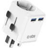 SBS Universal Plug 2xUsb + Shucko EU/UK/US/Aus White - (TEADAPTEUGND)