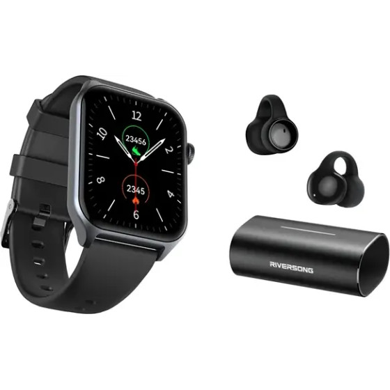 Riversong Smartwatch Motive 9E Space Gray + Riversong True Wireless Airclip L3 Black - (SW905GBNDL)