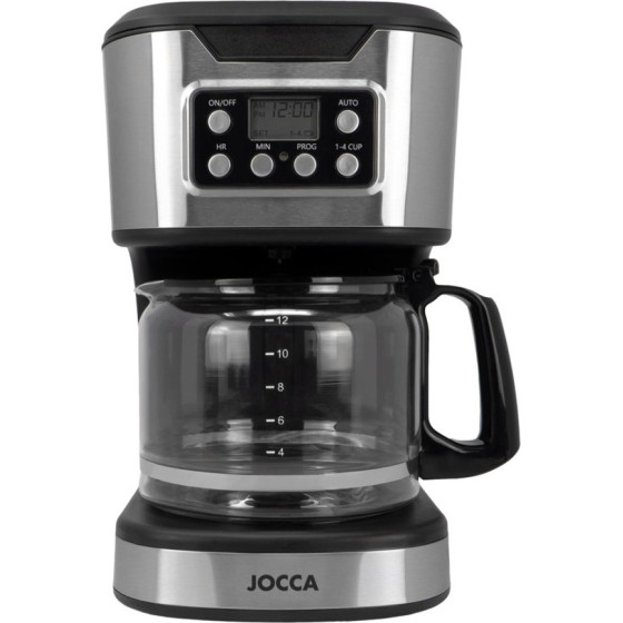 Jocca Digital Drip Coffee Machine 1.5L With Glass Jug And Timer SILVER/Black - (J-2497)