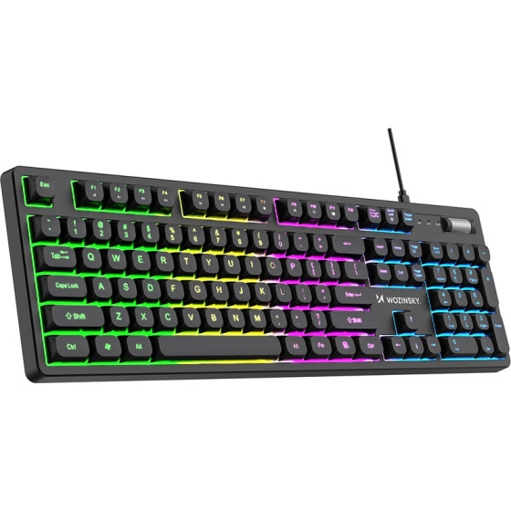 Wozinsky Rainbow Membrane Gaming Keyboard With Scroll Wheel - Black - (WKG-200)