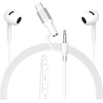 Lito - Wired Earphones - Jack 3.5mm, Type-C, Stereo, Half In-ear, With Hd Microphone, 1.2m - White - (LF03)