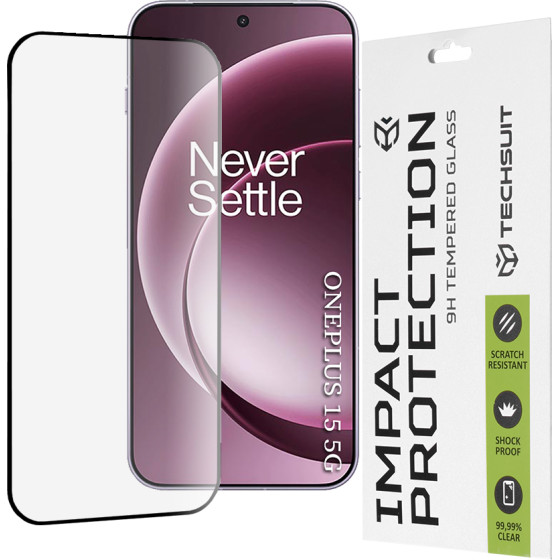 Techsuit - 111D Full Cover / Full Glue Glass - Oneplus 15 - Black